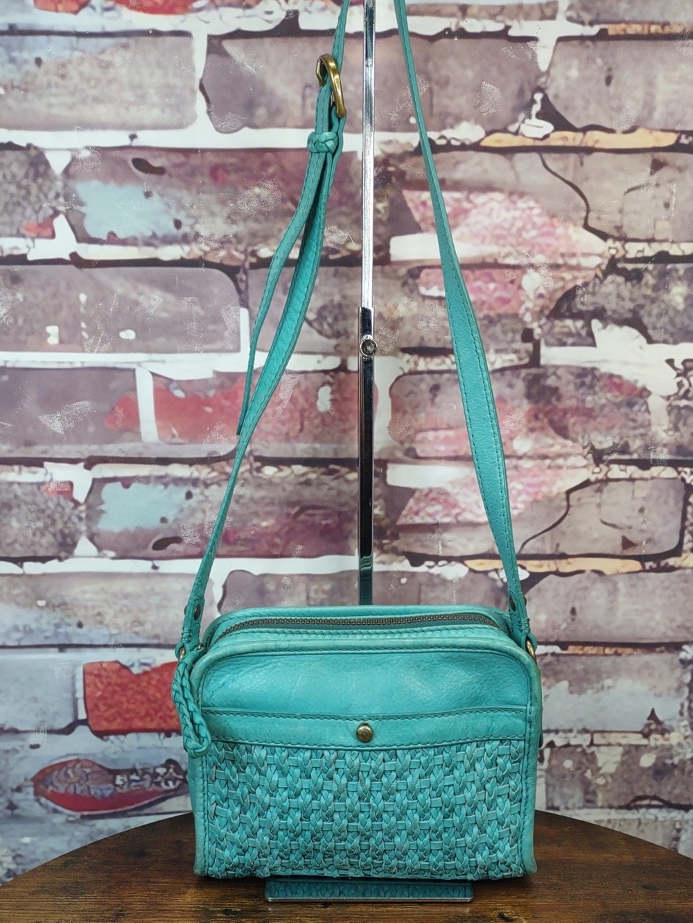 Isabella Fiore Woven Leather Crossbody Bag